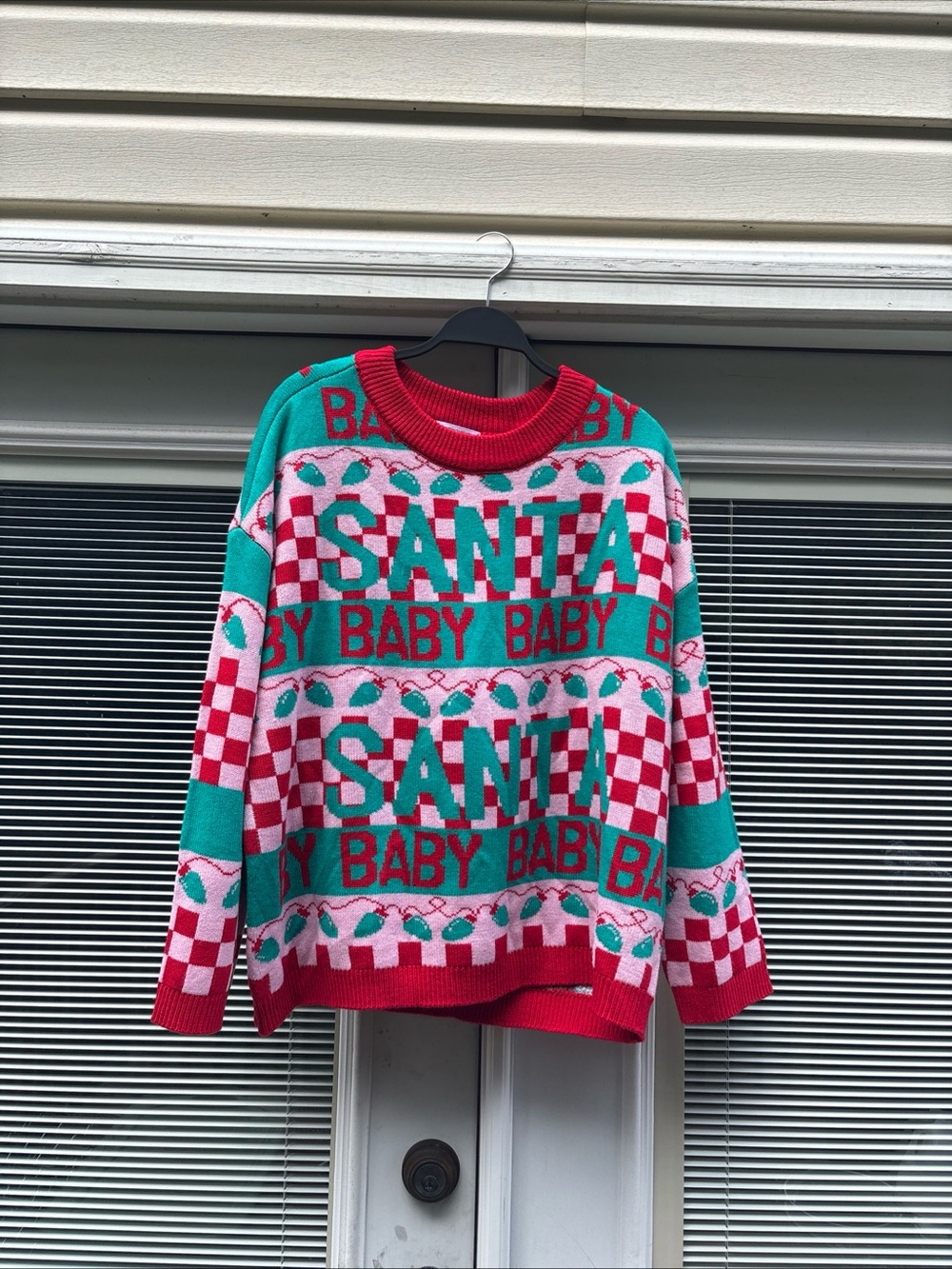Grayson Threads Red & Teal "Santa Baby" Knit Sweater